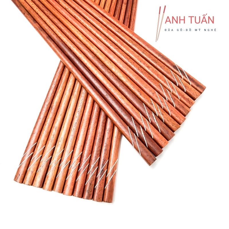[Giá sỉ] Bộ 30 đôi đũa KHẢM đũa gỗ ăn cơm cao cấp đũa gỗ CẨM HỒNG, đũa đẹp tự nhiên không hoá chất, không cong vênh, chống mốc, kháng khuẩn