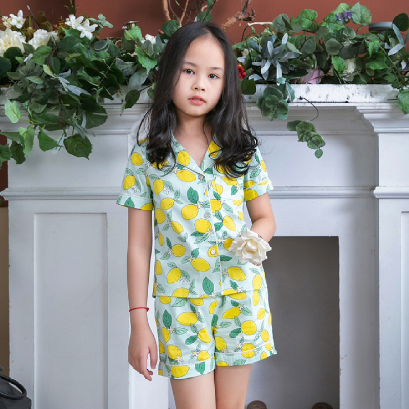Nơi bán Đồ bộ mặc nhà pijama bé gái màu xanh lá cây nhạt