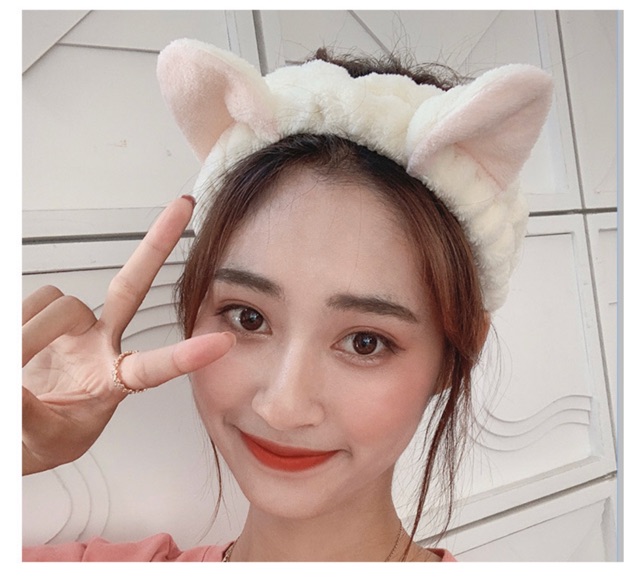Băng đô rữa mặt tai thỏ dễ thương Clovie