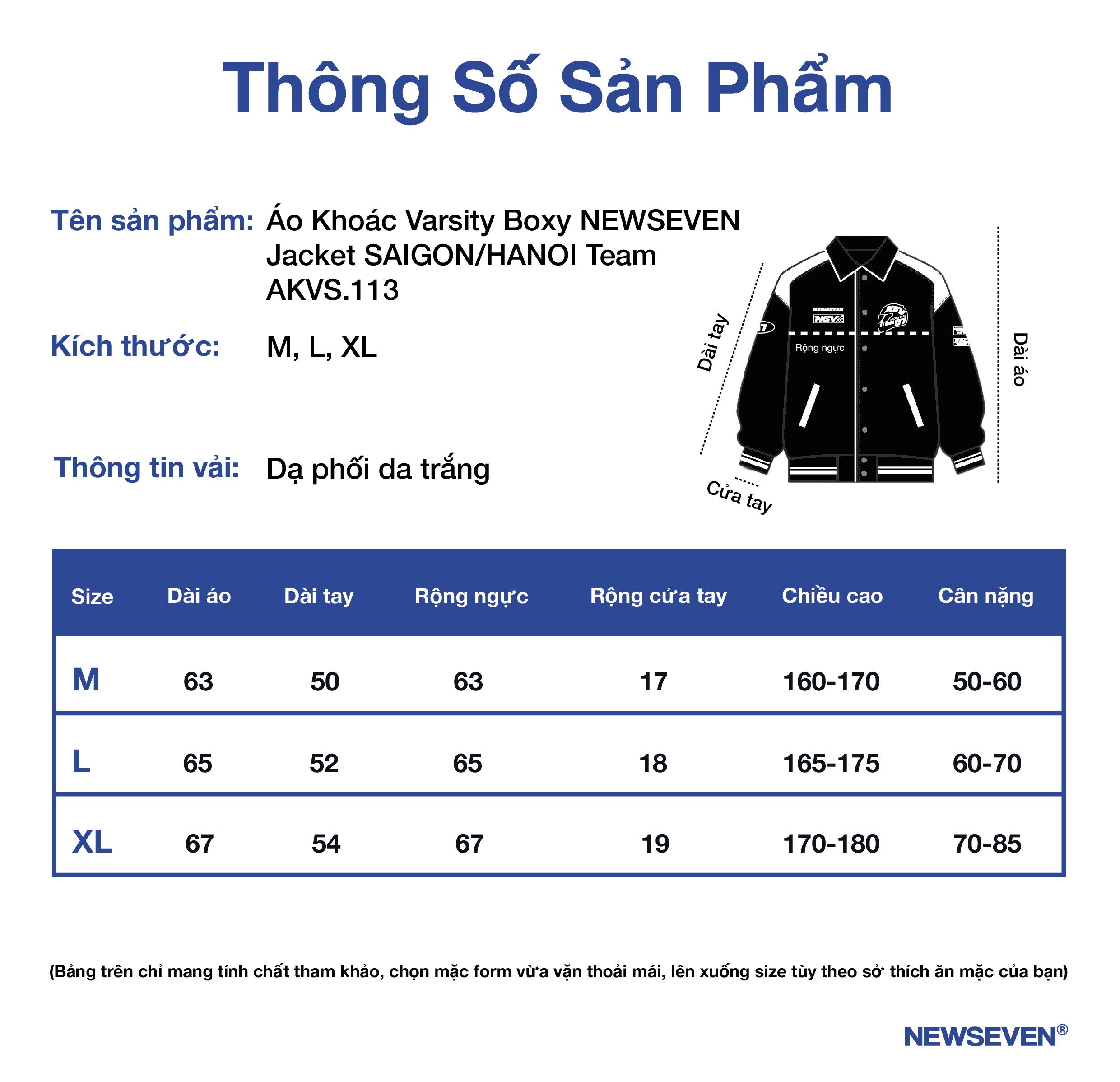 Áo Khoác Varsity Boxy NEWSEVEN Jacket SAIGON/HANOI Team AKVS.113