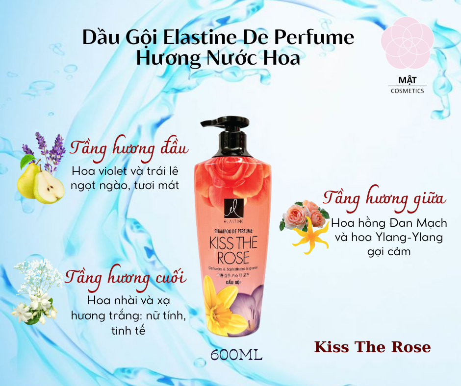 Dầu gội nước hoa Elastine Kiss The Rose 600ml