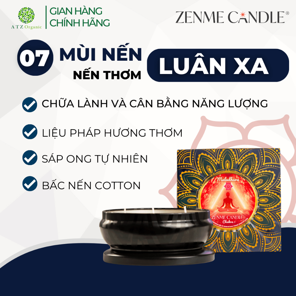 Nến luân xa 7- thư giãn, an thần, khai mở luân xa 7
