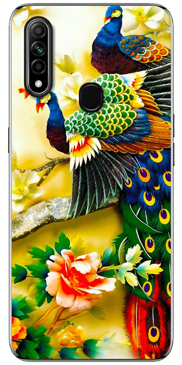 Ốp lưng dành cho oppo a31, a52, a53, a5 , a71, a54, a74 mẫu chim công