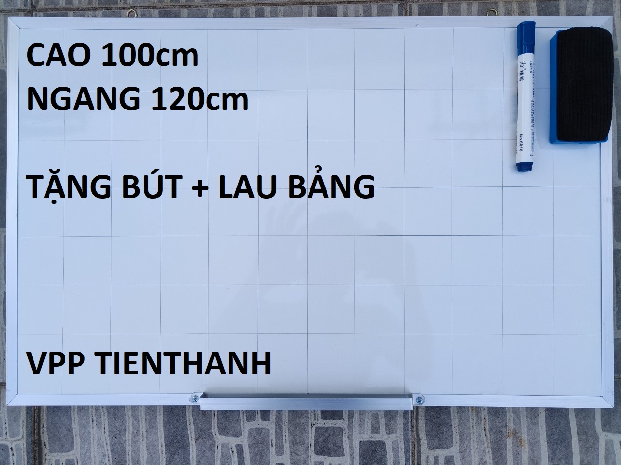 Bảng mica viết bút lông kích thước 100 x 120cm tặng kèm bút lông, lau bảng