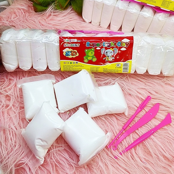 Đất sét-đất nặn tự khô 12 màu trắng cho bé tạo hình sáng tạo