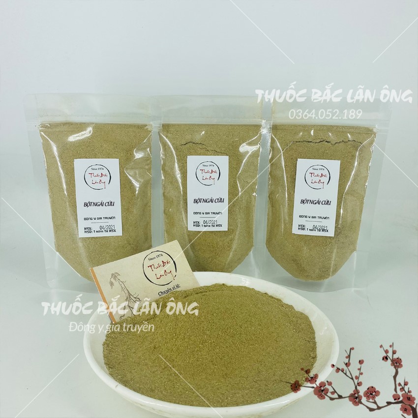 Bột ngải cứu 200g, nguyên chất, thơm mịn, bột ngải cứu ngâm chân thảo mộc - Lãn Ông