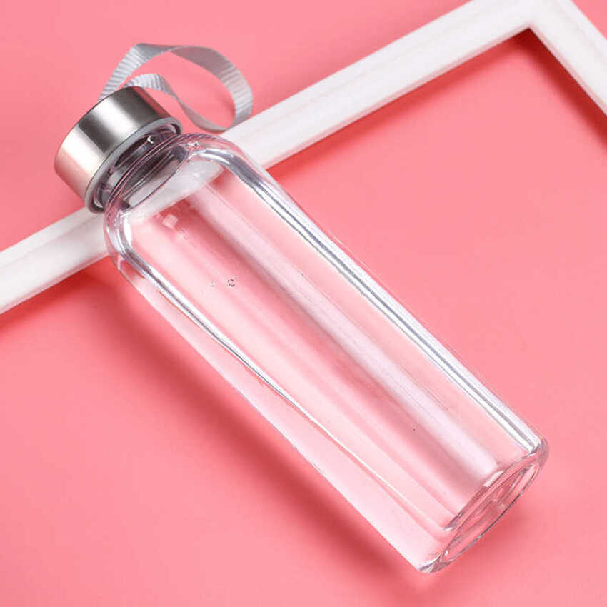 Chai Đựng Nước Thủy Tinh có dây treo 300ML (combo 2 cái) nắp thiếc vặn - Bình Thủy Tinh Đựng Nước ,sữa - Chai Thủy Tinh Đựng Nước ép - Chai Detox
