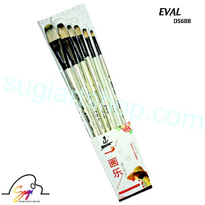 Bộ cọ Eval DS688, 6 cây đầu oval