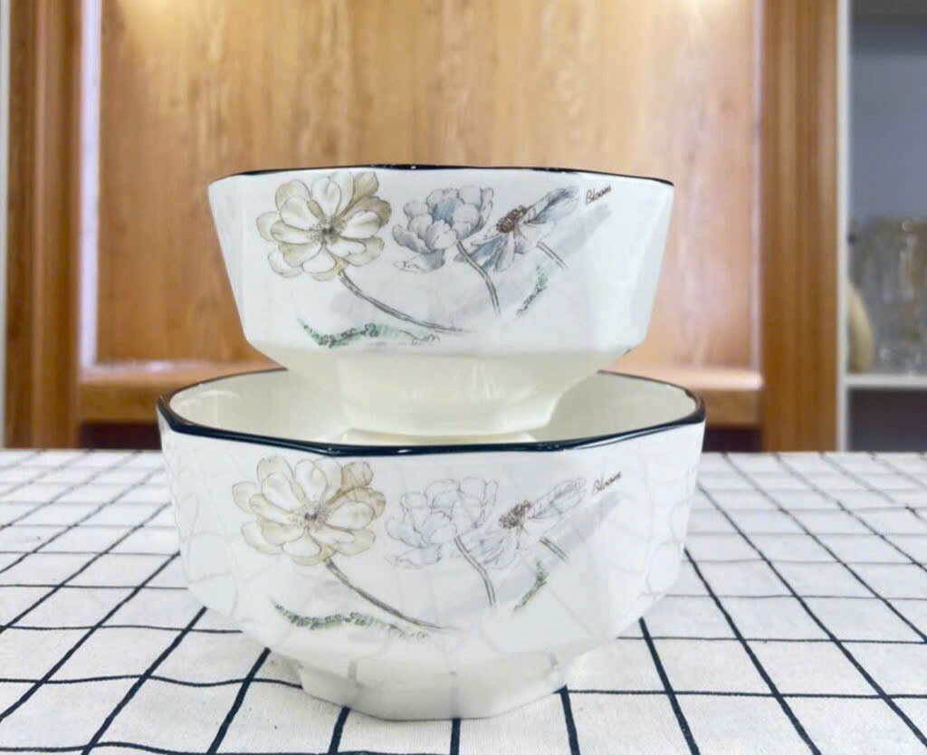 Tô sứ kim cương hoa văn tô sứ trắng nhiều size 15.5cm, 18cm, 20cm - MUA 4 CÁI TẶNG 1 CÁI CÙNG LOẠI
