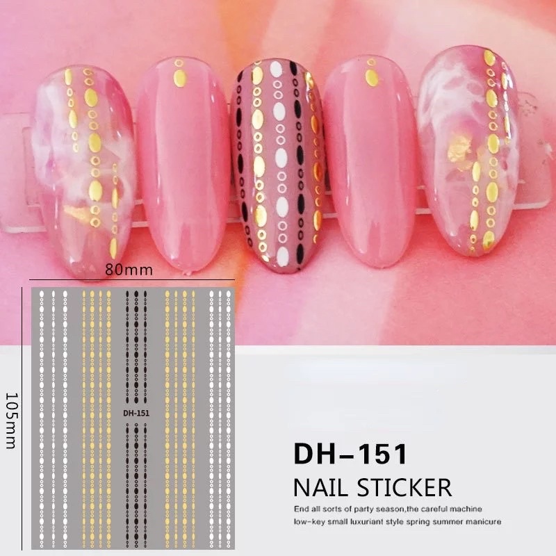 Sticker dán móng tay nail chữ và sọc hoa văn