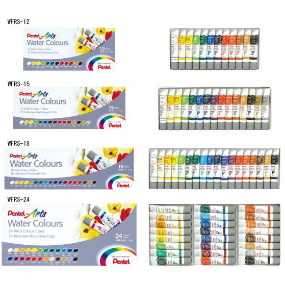 Màu nước pentel 12/15/18/24 màu - 5ml/ tuýp