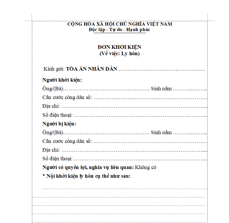 Combo 03 giấy mẫu đơn ly hôn phương 2024