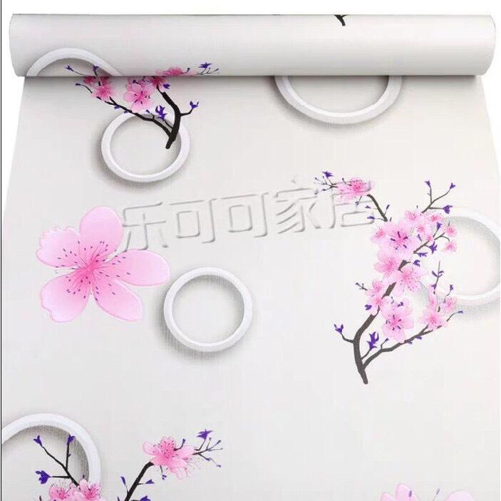 5 Mét Giấy Dán Tường, Khổ 45CM Rộng Decal PVC Trang Trí ( có keo ) - HOA ĐÀO HỒNG PT650