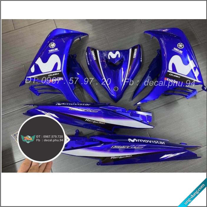 Tem rời Exciter 135 rời Movistar trắng xanh (X) - mẫu mã đa dạng - chi tiết sắc nét - nhận làm Tem rời theo yêu cầu