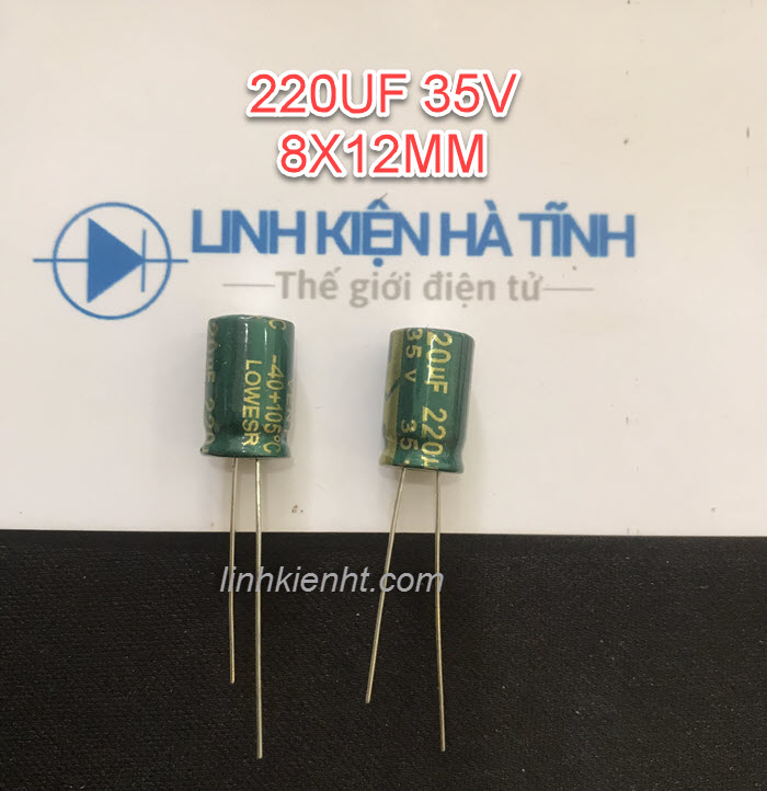 40 CON TỤ HÓA 220UF 35V 8X12MM TỤ XANH 220UF 35V