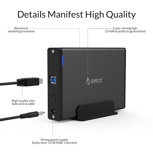 Hộp Box ổ cứng Orico 7688US3-BK USB 3.0 3.5