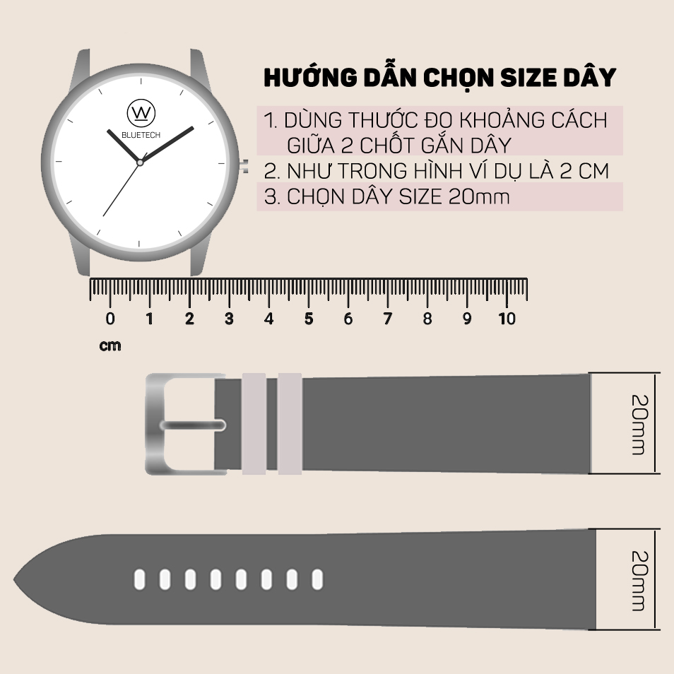 Dây da đồng hồ nam nữ, da bê đủ size 12-24mm