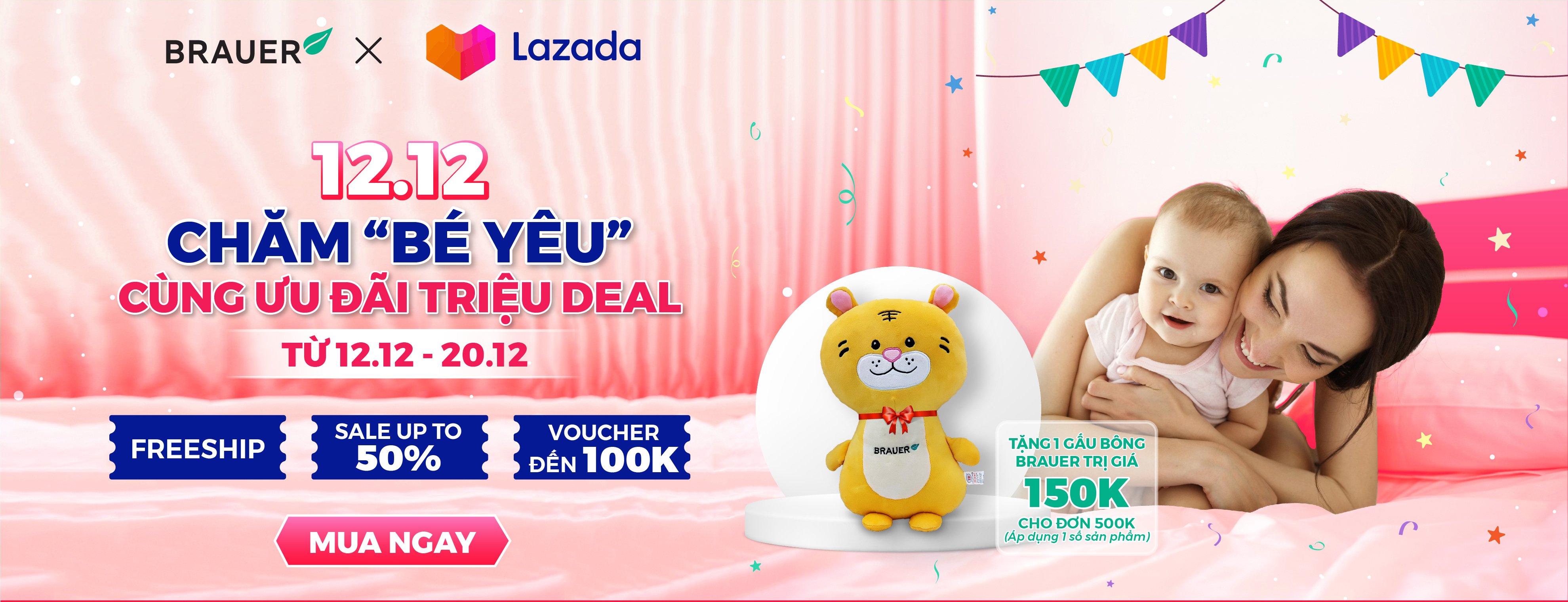 Quà tặng kèm (GẤU BÔNG BẢUER GIÁ 150K) 35*25cm