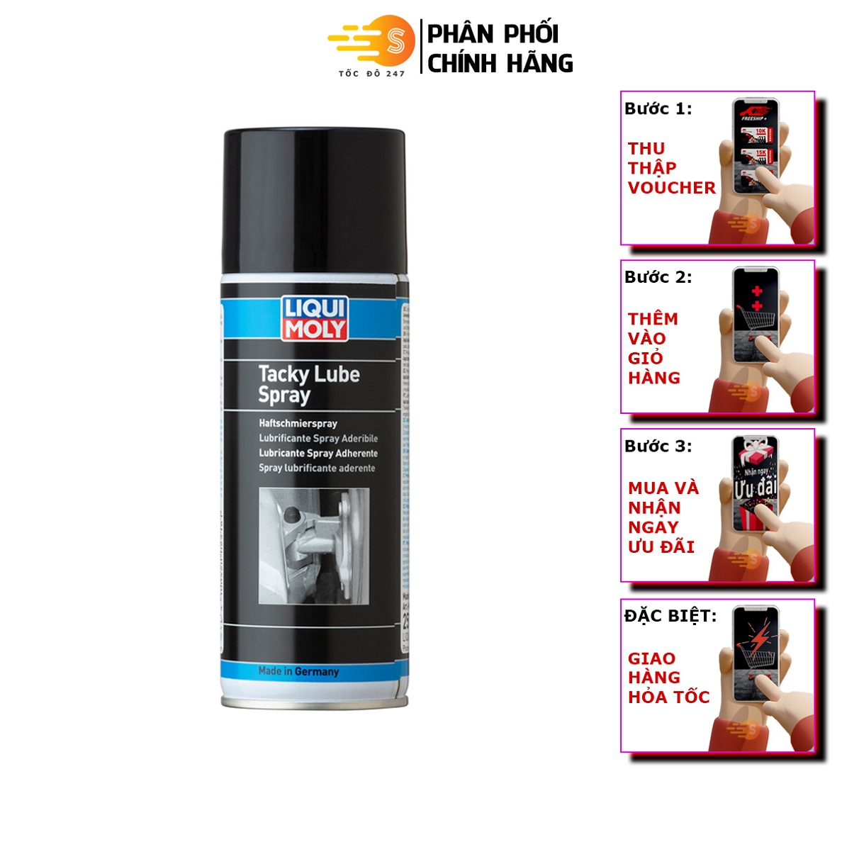 Chai xịt mỡ bò nước chuyên dụng giúp bôi trơn, chịu nhiệt cao cấp Liqui Moly 2842 (2518) - Tốc độ 247