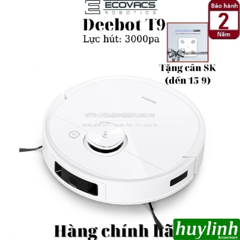 Robot hút bụi lau nhà Ecovacs Deebot T9 - 3000pa - Bản Quốc Tế - Hàng chính hãng - Tặng cân Sức khoẻ Picooc [Áp dụng đến 15-9]