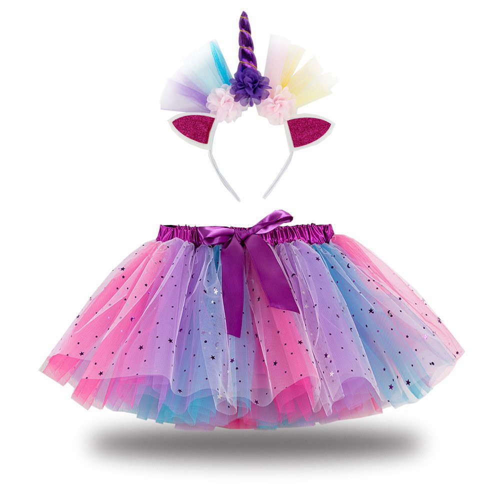 Set đồ hóa trang Halloween cho bé gái gồm chân váy xòe tutu, nón phù thủy và chổi bay siêu đáng yêu size S M L