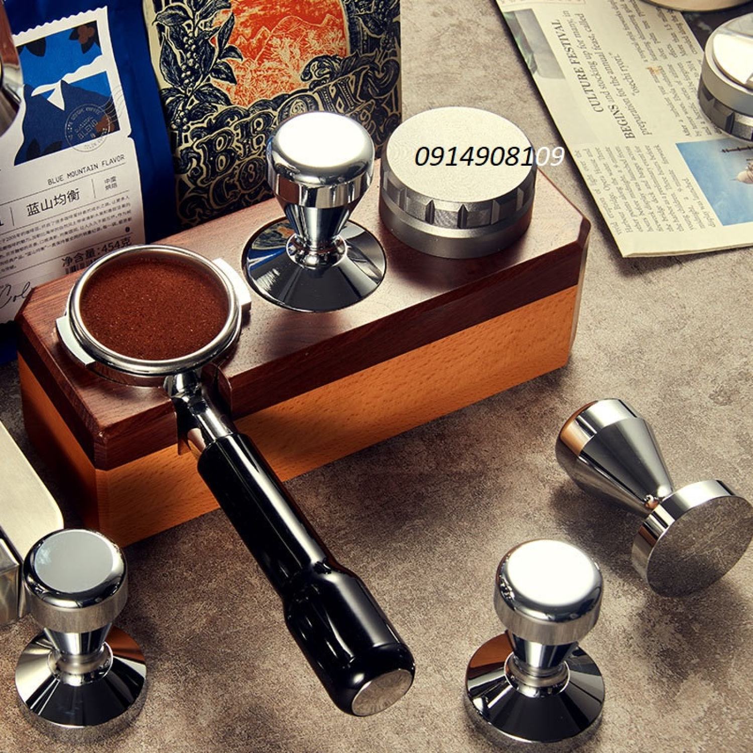 Tamper tay nén cafe espresso 58mm cao cấp (Inox 304 100%)