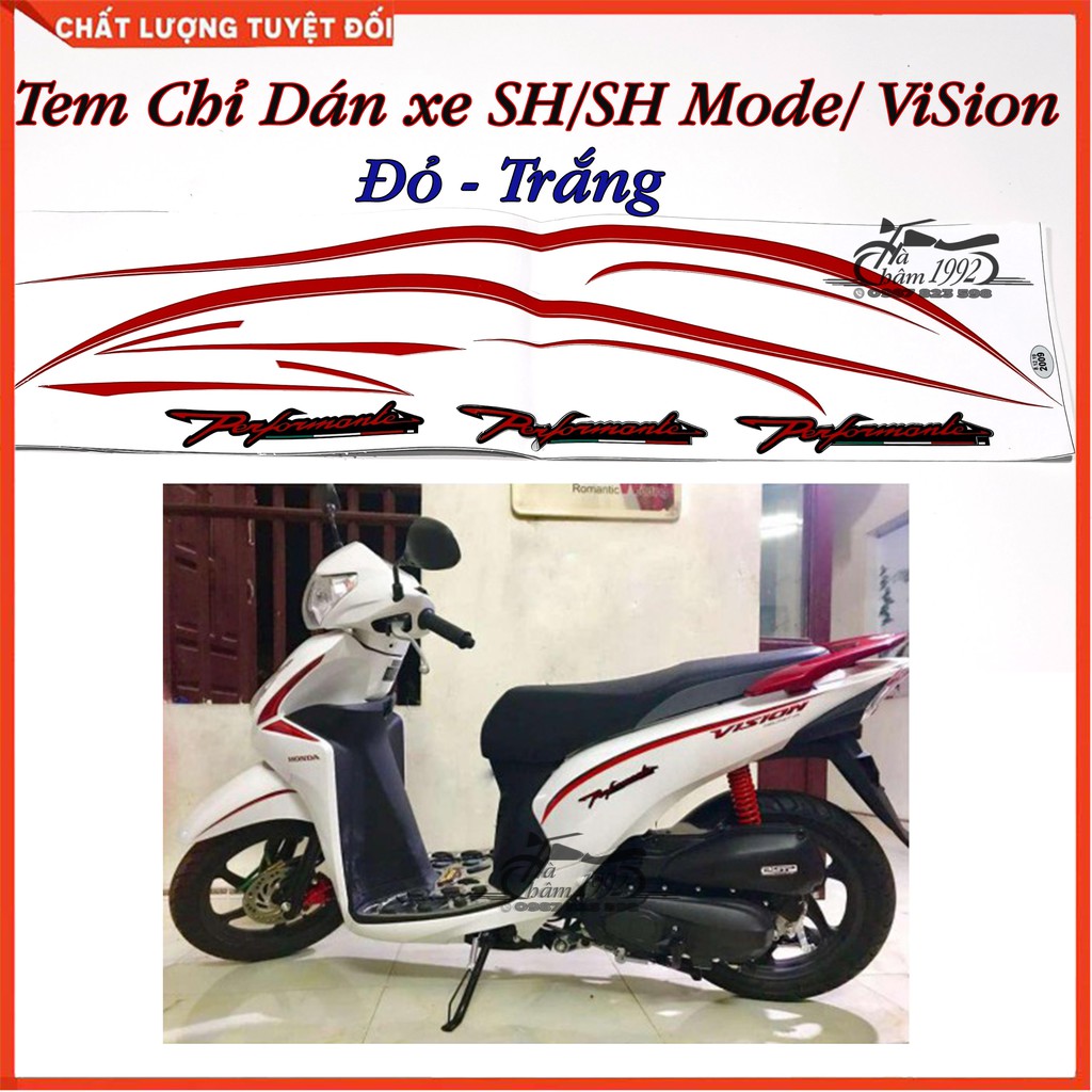 Tem chỉ performent dán sh. sh mode, vision, tem chỉ dán sh, sh mode, vision; tem chỉ dán xe máy