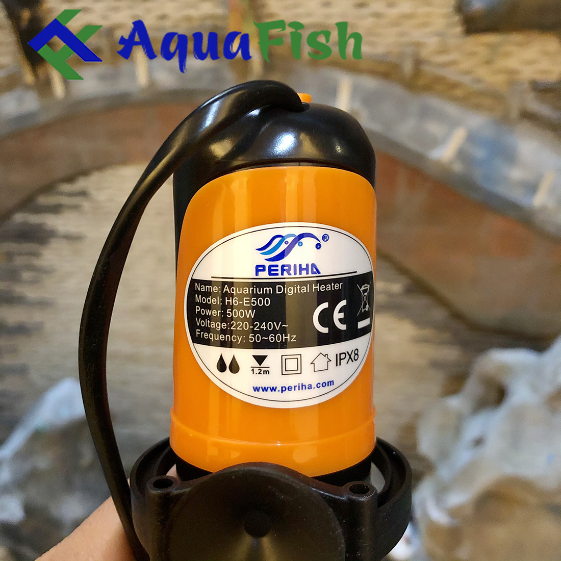 Sưởi Bể Cá Periha H6-E 500w (Sưởi thủy tinh dùng cho bể cá trong nhà)
