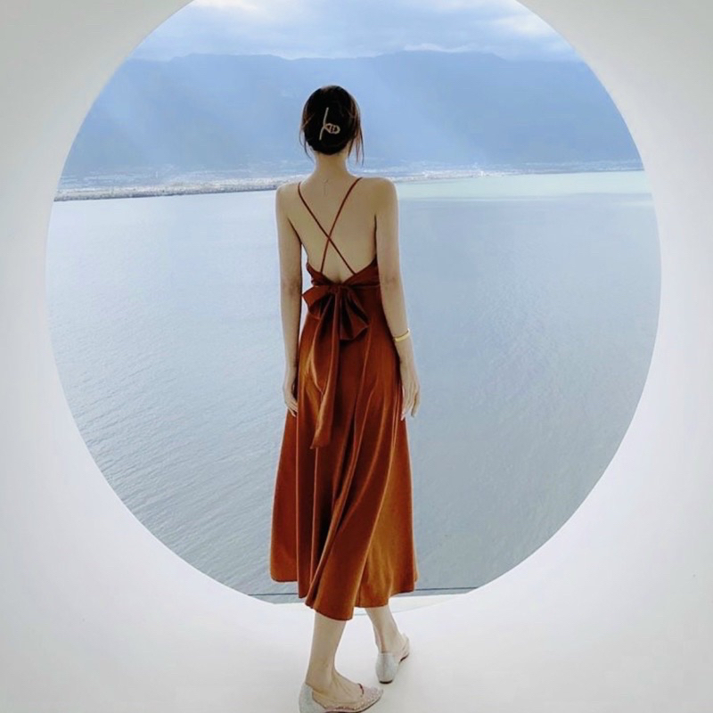 ĐẦM MAXI NƠ SAU, CÓ MÚT NGỰC (có ảnh thật) MS50