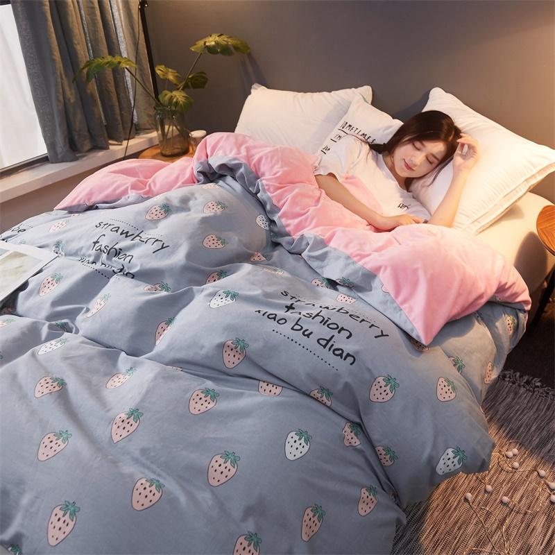 Bắc Âu Dày Vải Flannel Đơn Chiếc Vỏ Chăn A 100% Cotton B Nhung Pha Lê Vỏ Chăn Ấm Áp 1.5m1.8 M Giường 200X230