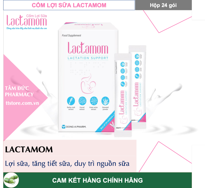 Cốm lợi sữa Lactamom (Hộp 24 gói x 3g) - Tuôn trào dòng sữa mẹ [lactomom / lactamum / lactomum] nhập khẩu