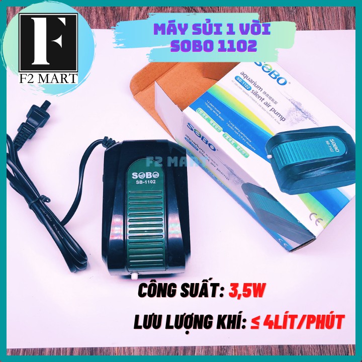 Máy Sủi 1 Vòi Chạy Êm SOBO 1102 (tặng 1m dây sủi và 1 quả sủi)