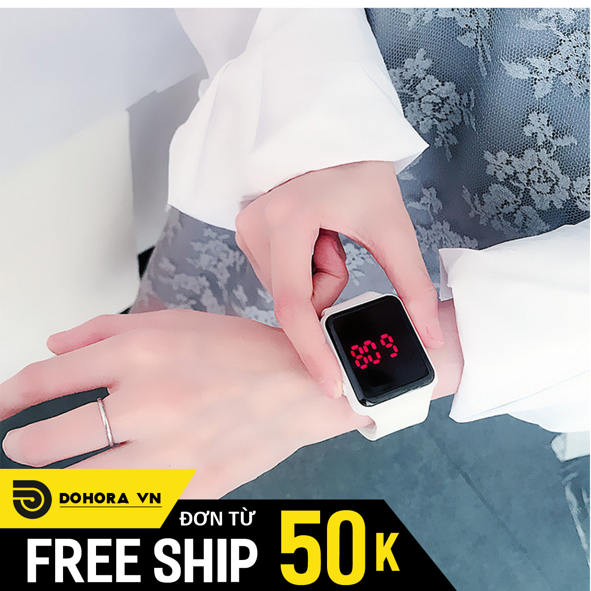 Đồng hồ điện tử hiển thị đèn Led AP watch unisex A160, dây nhựa siêu bền, kiểu dáng mới độc đáo, bảo hành 6 tháng