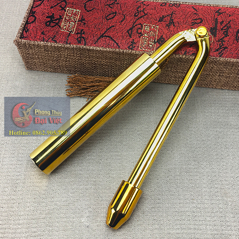 Thước Tầm Long - Gậy Tầm Long Mạ Vàng Gấp Đồng nguyên chất