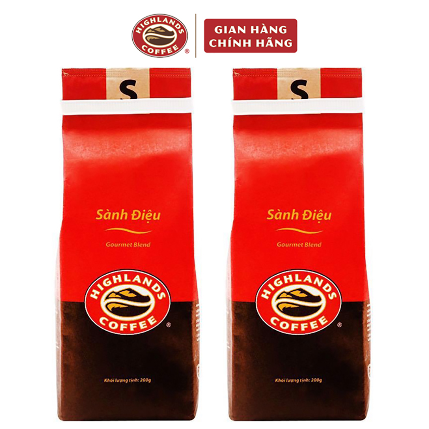 Hai gói cà phê rang xay Sành Điệu Highlands Coffee túi 200g (cafe pha phin Sành Điệu: cà phê arabica và cà phê robusta)