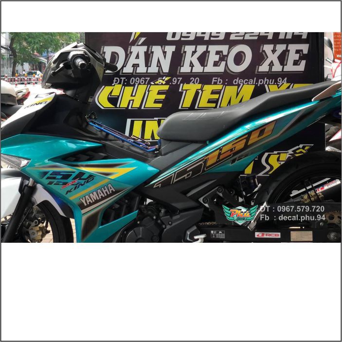 Tem rời Exciter 150 Phối Xanh Lục Bảo Crom (H)|Mẫu mã đa dạng|Chi tiết sắc nét|Nhận làm Tem rời theo Yêu Cầu