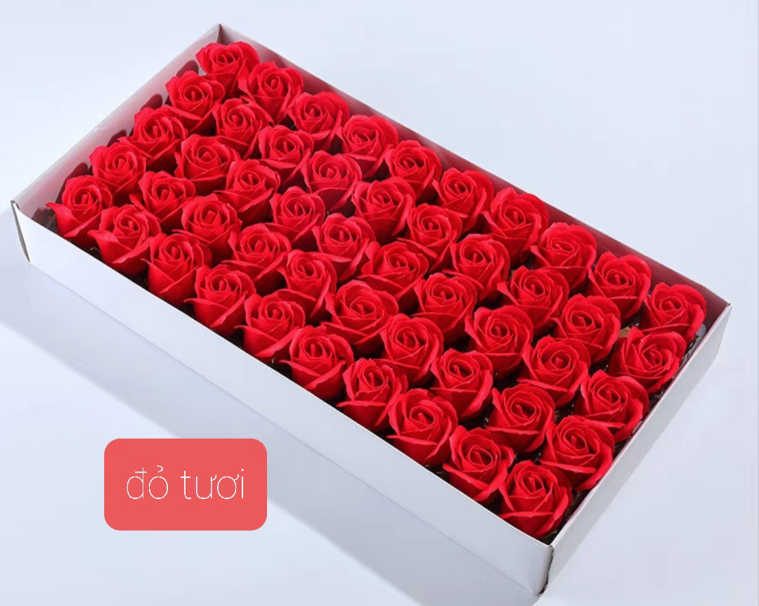 (có hỏa tốc)HOA HỒNG SÁP THƠM, Hộp 50 đầu bông