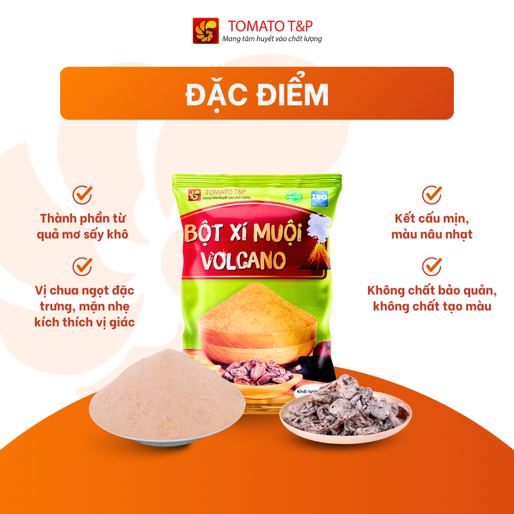 Bột Xí Muội Volcano dùng để lắc khoai lang, chấm trái cây, pha chế trà dâu - Gói 100gr - Tomato T&P