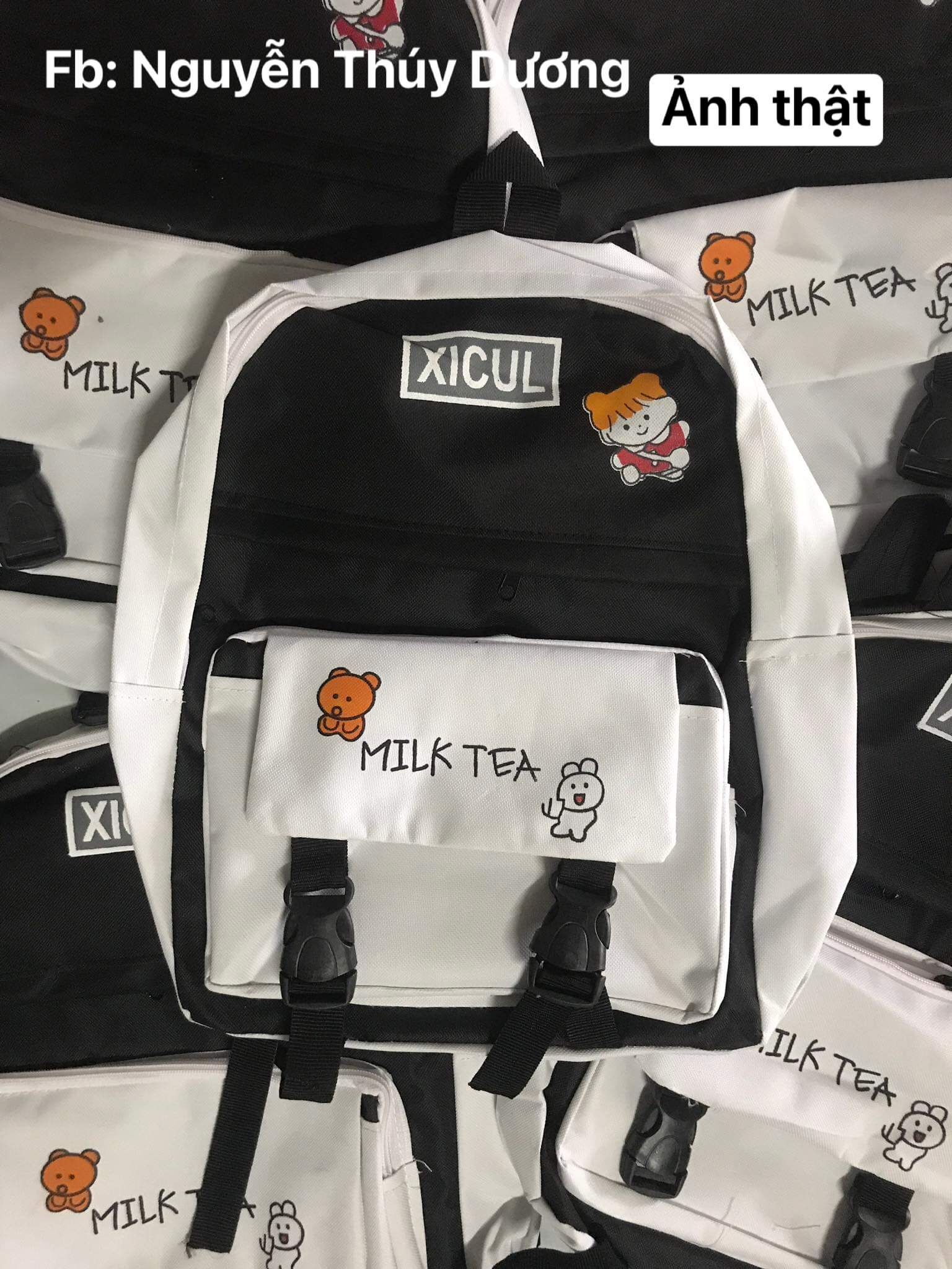 BALO MILKTEA VẢI BỐ IN STICKER