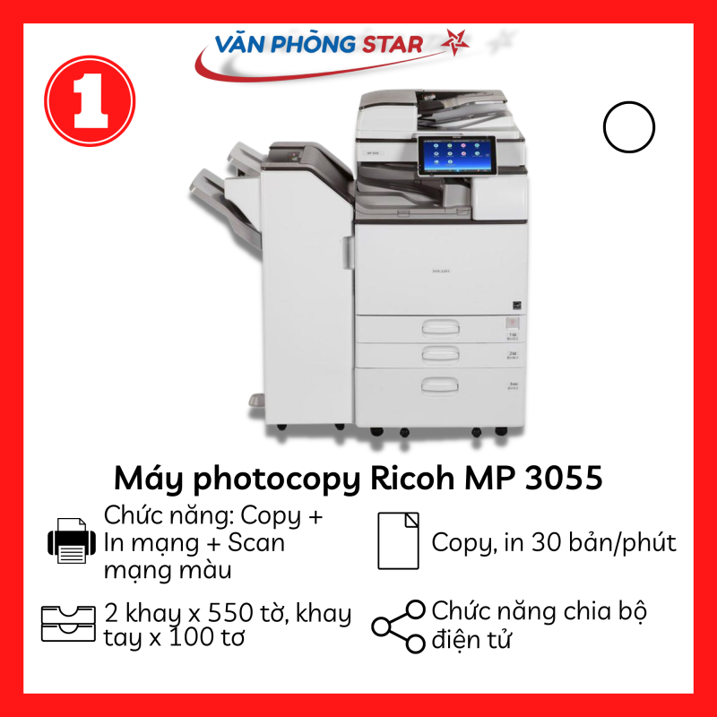Máy photocopy đa chức năng đen trắng Ricoh MP 3055 - Chính hãng bảo hành toàn quốc