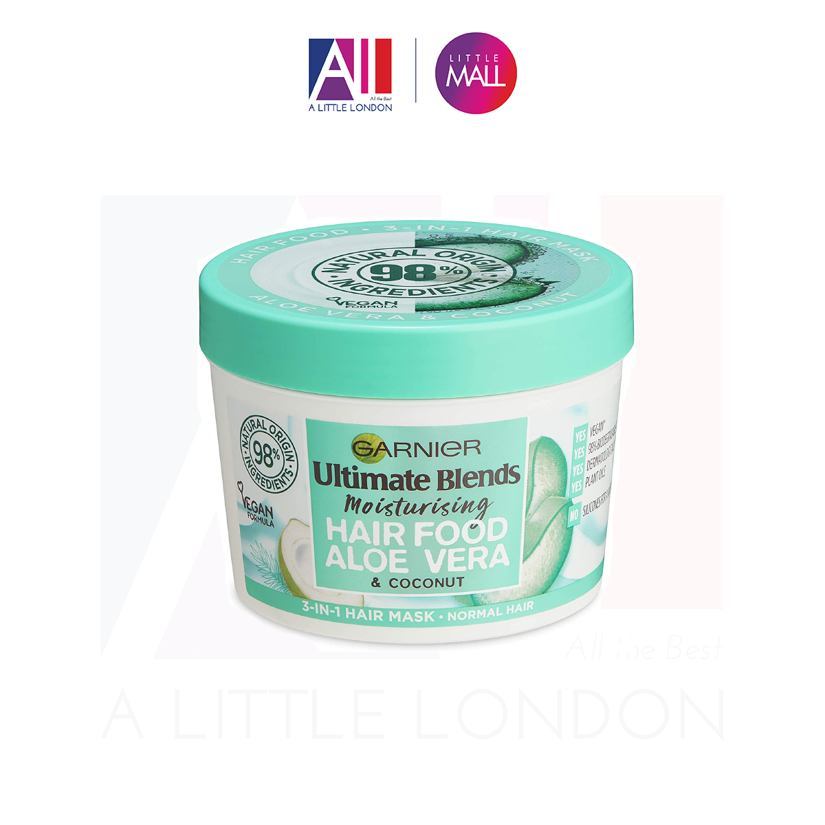 Mặt nạ tóc dưỡng ẩm Garnier Ultimate Blends Hair Food Aloe Vera & Coconut 390ml (Bill Anh)