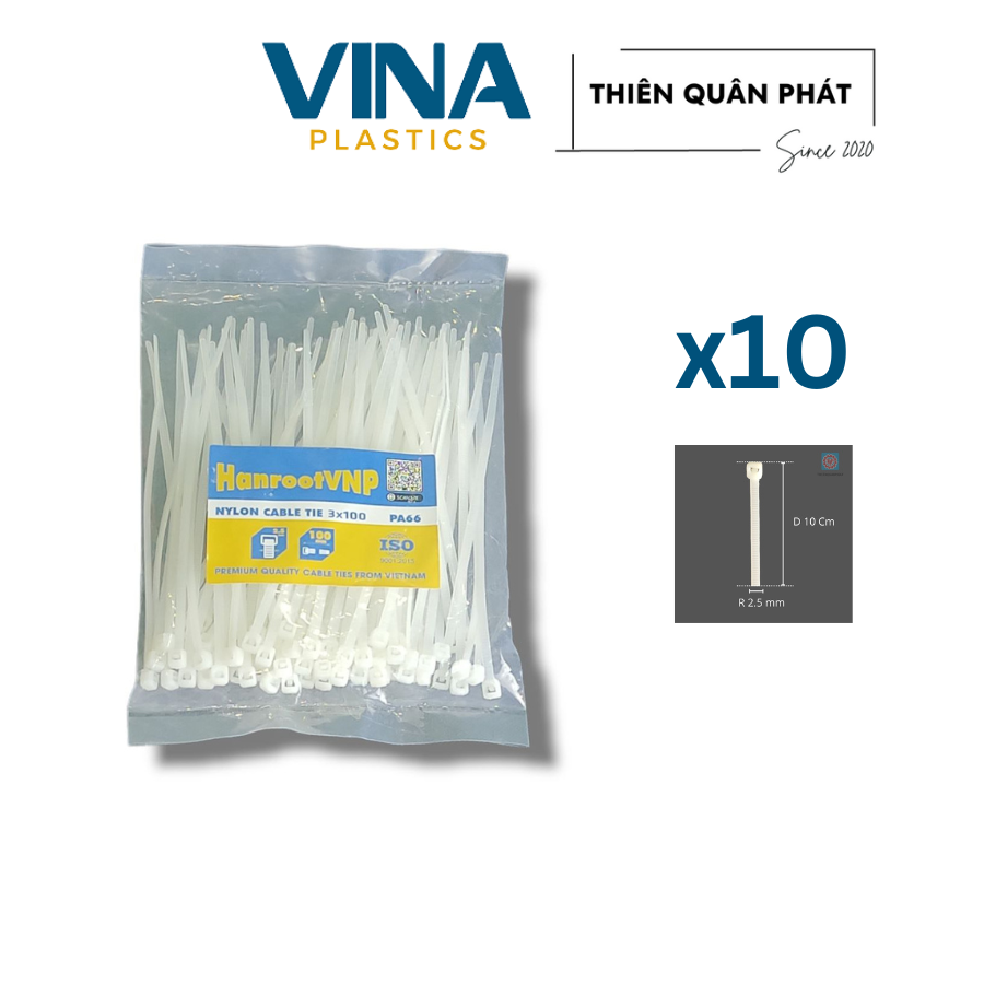 Set 10 bags white colorful 10 cm Self-Locking Nylon Cable Ties 100pcs/bag