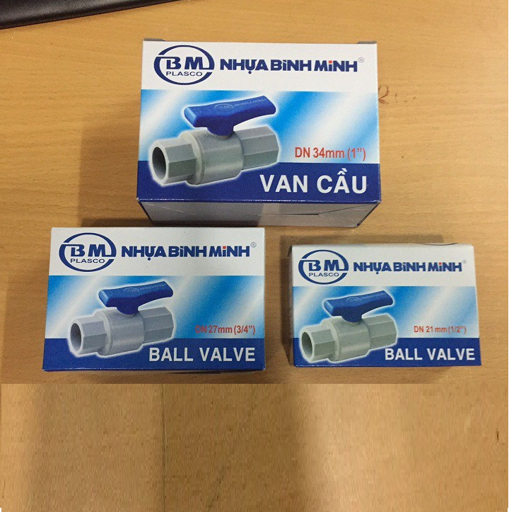 VAN KHÓA NƯỚC - BÌNH MINH PVC: Phi 21, Phi 27, Phi 34, Phi 42, Phi 49