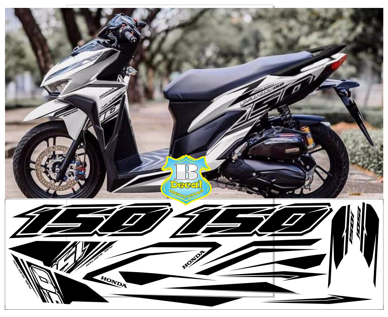 Tem rời vario 150 đen dán xe trắng