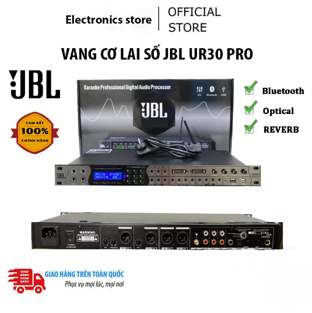 Vang Cơ Lai Số JBL UR30 PRO - Vang Cơ Bluetooth Chống Hú Chuyên Nghiệp, Màn Hình LCD, Âm Sáng Trong, Effect Mượt Mà, 3 Cổng Micro Chỉnh Riêng Biệt, Kết Nối Không Dây Bluetooth  5.0, Cổng Quang , Coaxial, USB, AV, Có Reverb