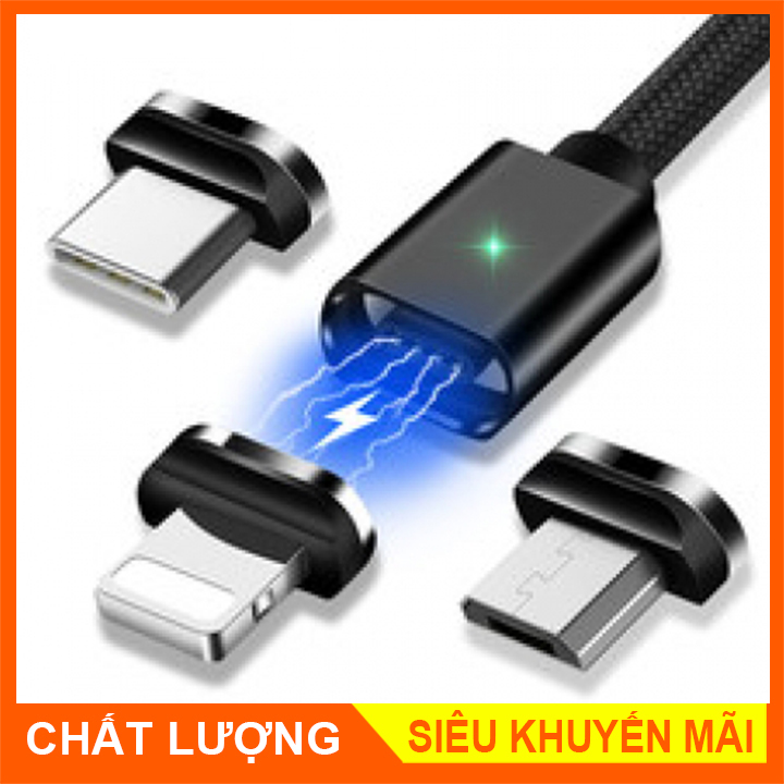 CÁP SẠC TỪ HÍT NAM CHÂM 3 ĐẦU ( microUSB-Lightning-Type C)