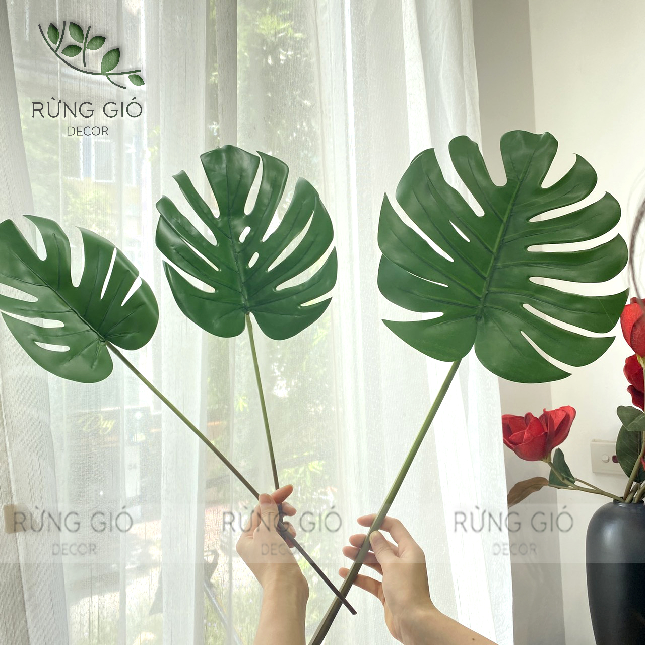 1 cành Lá trầu bà , lé xẻ nhân tạo