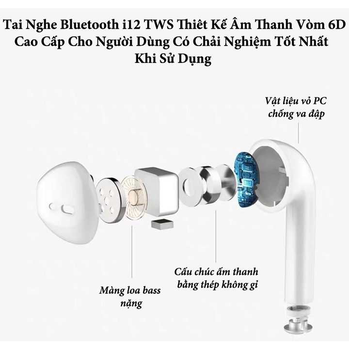 Tai Nghe i12 TWS Bluetooth 5.0 - CẢM ỨNG 4.7