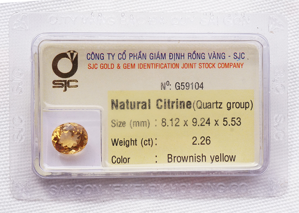 Thạch anh vàng citrine kiểm định tự nhiên mài giác oval