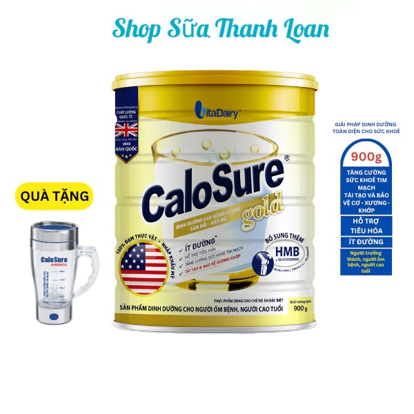 (HSD T10-2027) (Tặng Ly Khuấy) Sữa Bột Calosure Gold Ít Đường 900g.